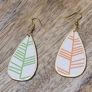 HAND CRAFTED Orange Lime Leaf Teardrop Dangle Earrings